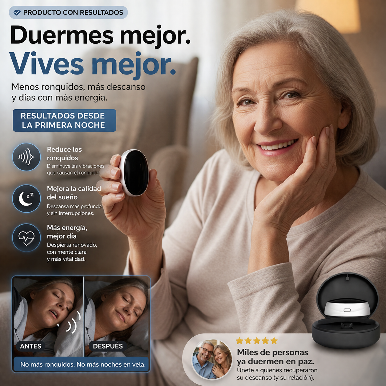 Somnivia, anti-ronquidos eléctrico | Diseñado para mejorar tu descanso